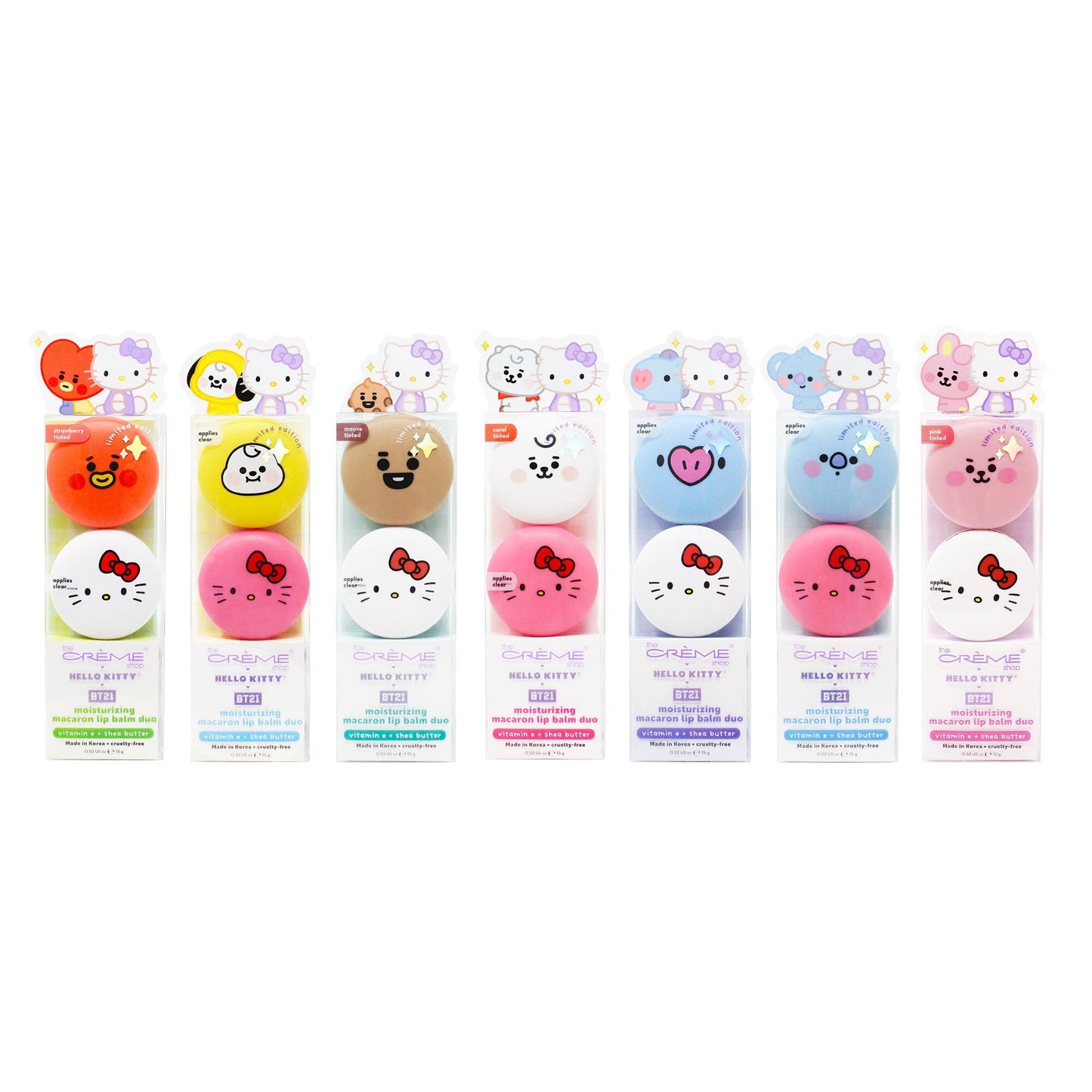 Hello Kitty & BT21 Macaron Lip Balm Complete Collection (Set of 14) - $140 Value Lip Balms The Crème Shop x Hello Kitty x BT21