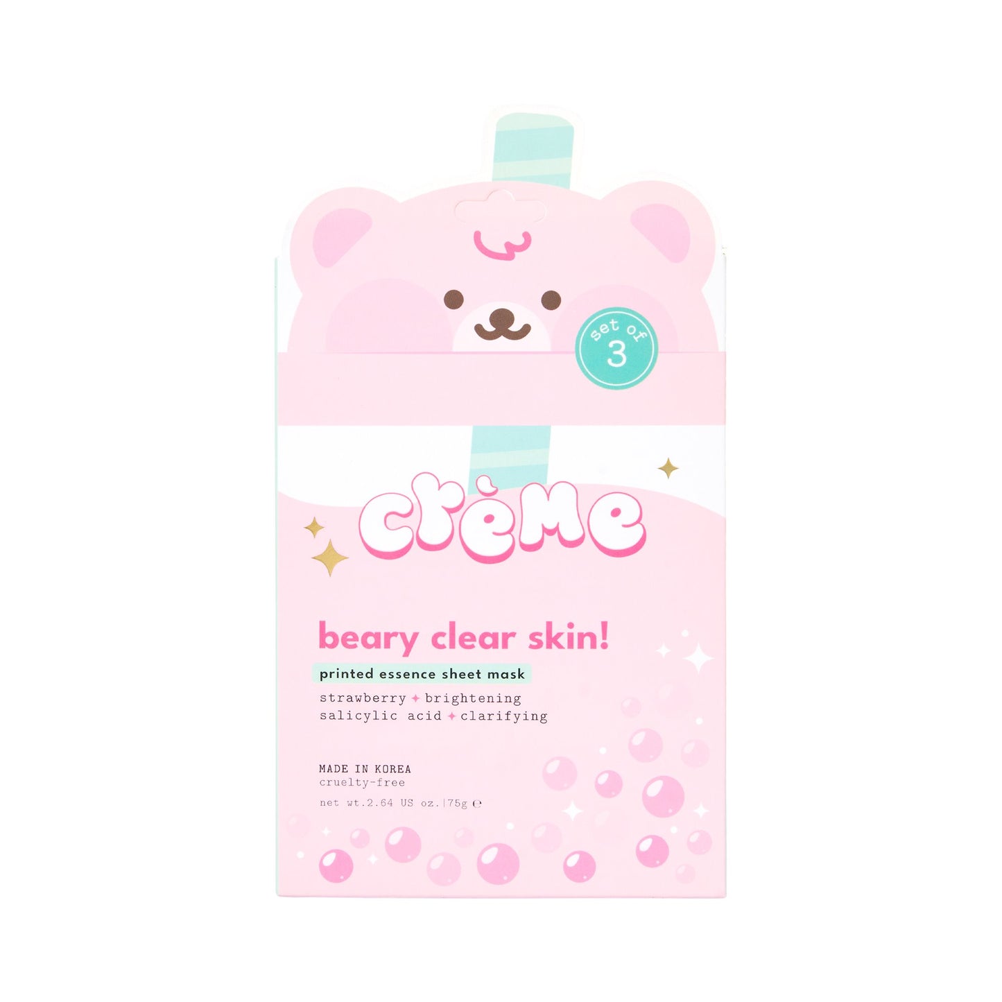 Boba Bears Beary Clear Skin! Sheet Mask (Brightening + Clarifying) Sheet Mask The Crème Shop