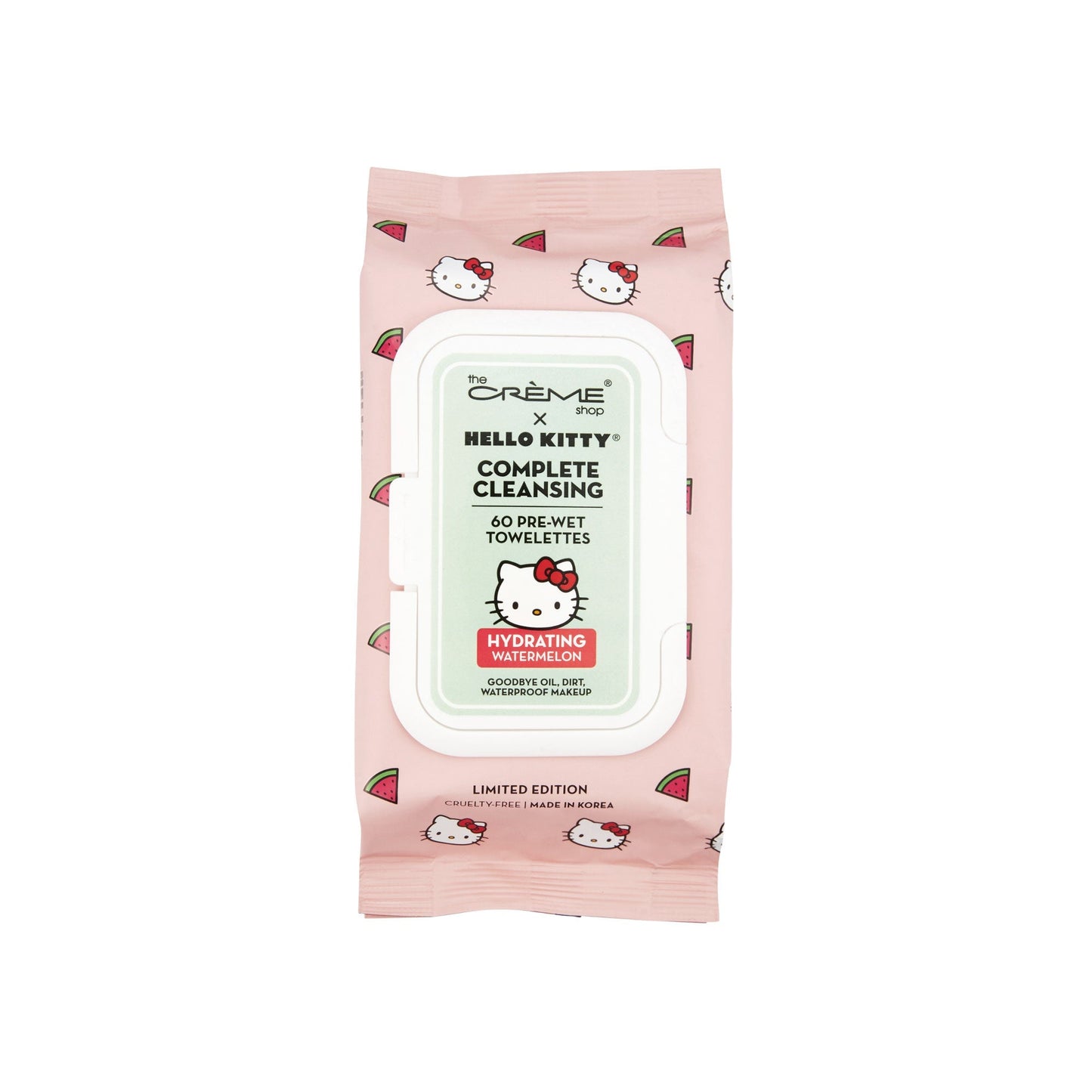 Hello Kitty 3-IN-1 Complete Cleansing Essence-Rich Towelettes - Hydrating Watermelon Towelettes The Crème Shop x Sanrio