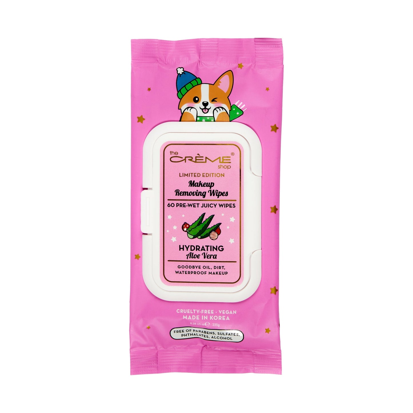 Holiday Corgi Makeup Removing Wipes – Hydrating Aloe Vera Holiday Towelettes The Crème Shop