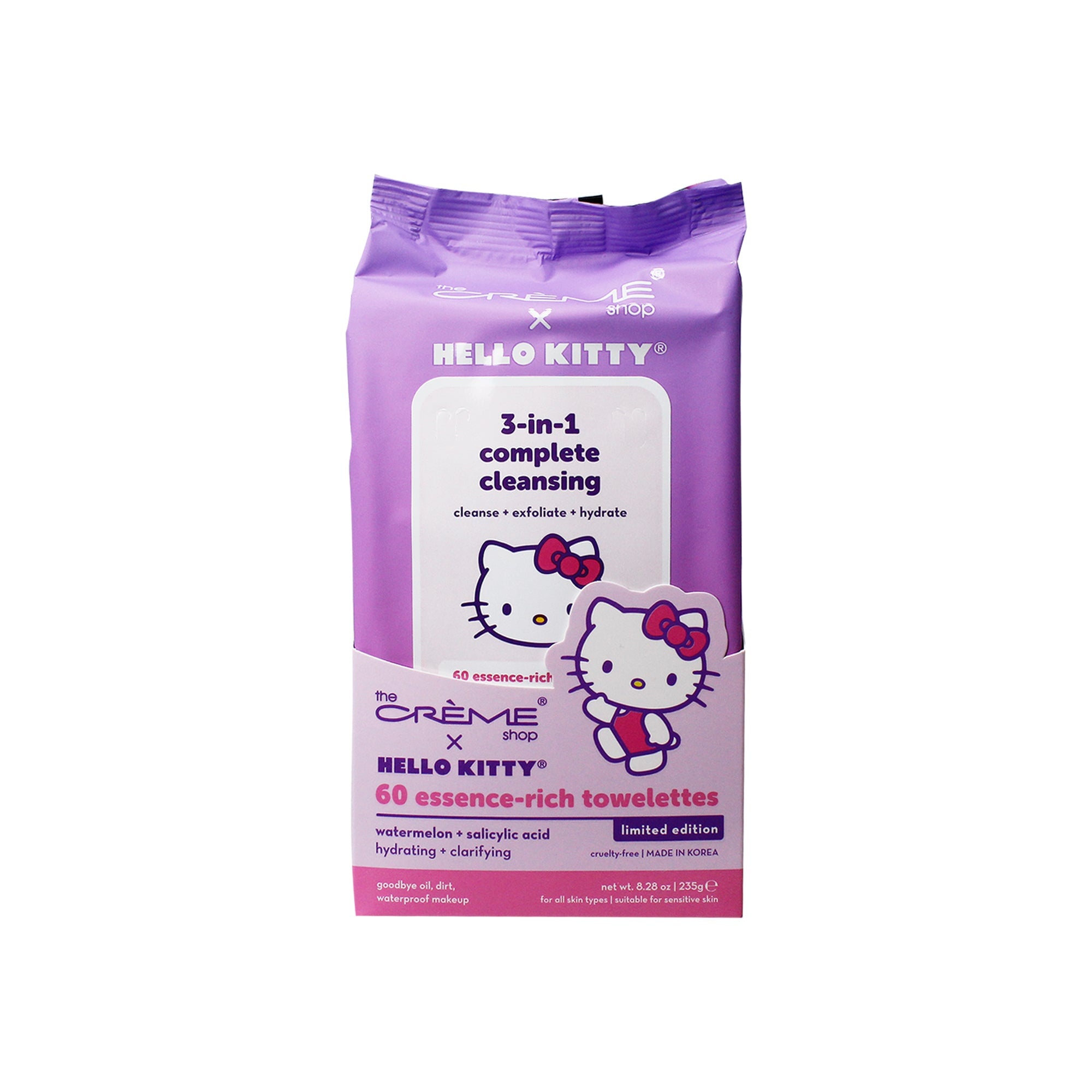 The Crème Shop x Hello Kitty(Purple) 3-In-1 Cleansing Towelettes - Watermelon Towelettes The Crème Shop x Sanrio 