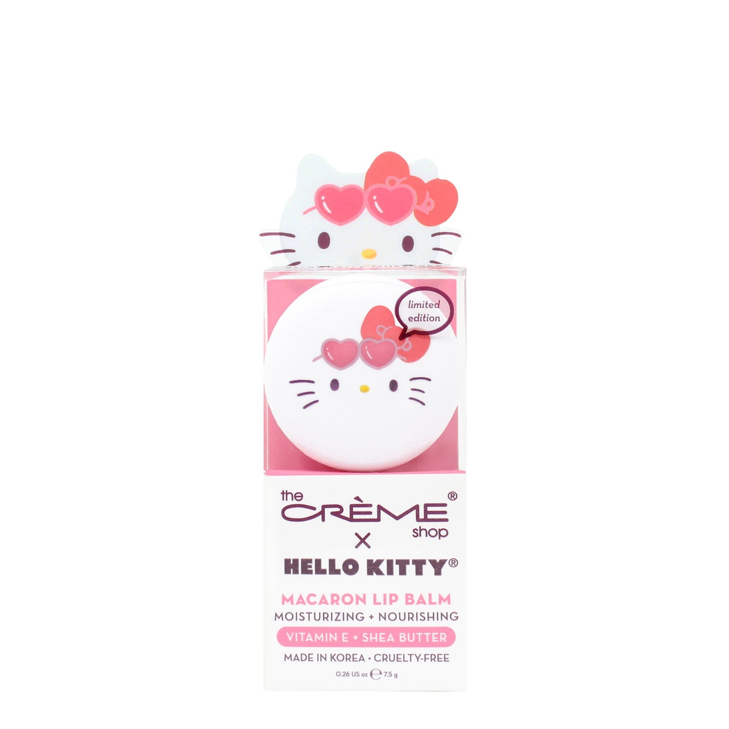 Hello Kitty Macaron Lip Balm - Strawberry Milkshake Flavored Lip Balms The Crème Shop x Sanrio