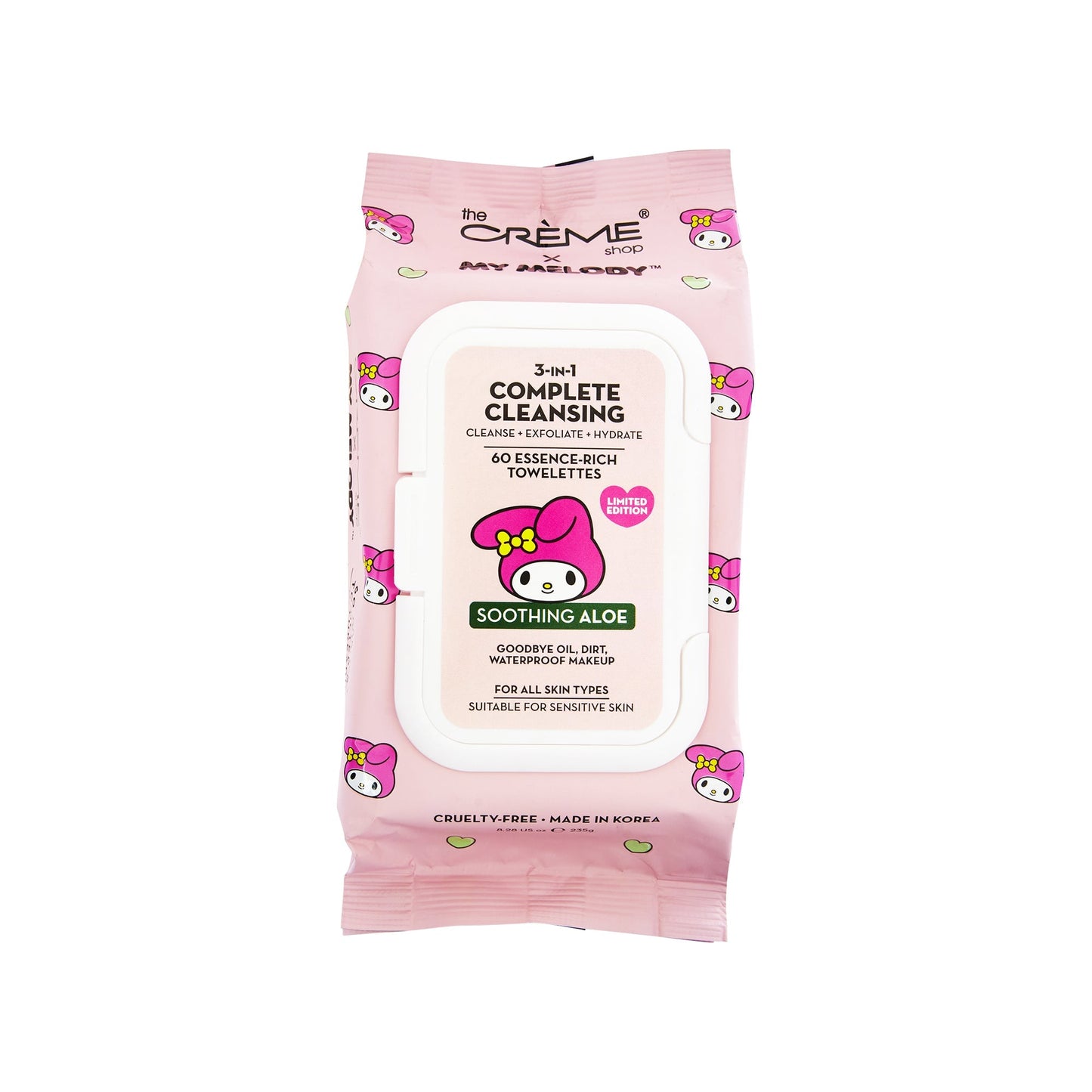 My Melody 3-IN-1 Complete Cleansing Essence-Rich Towelettes - Smoothing Aloe Towelettes The Crème Shop x Sanrio