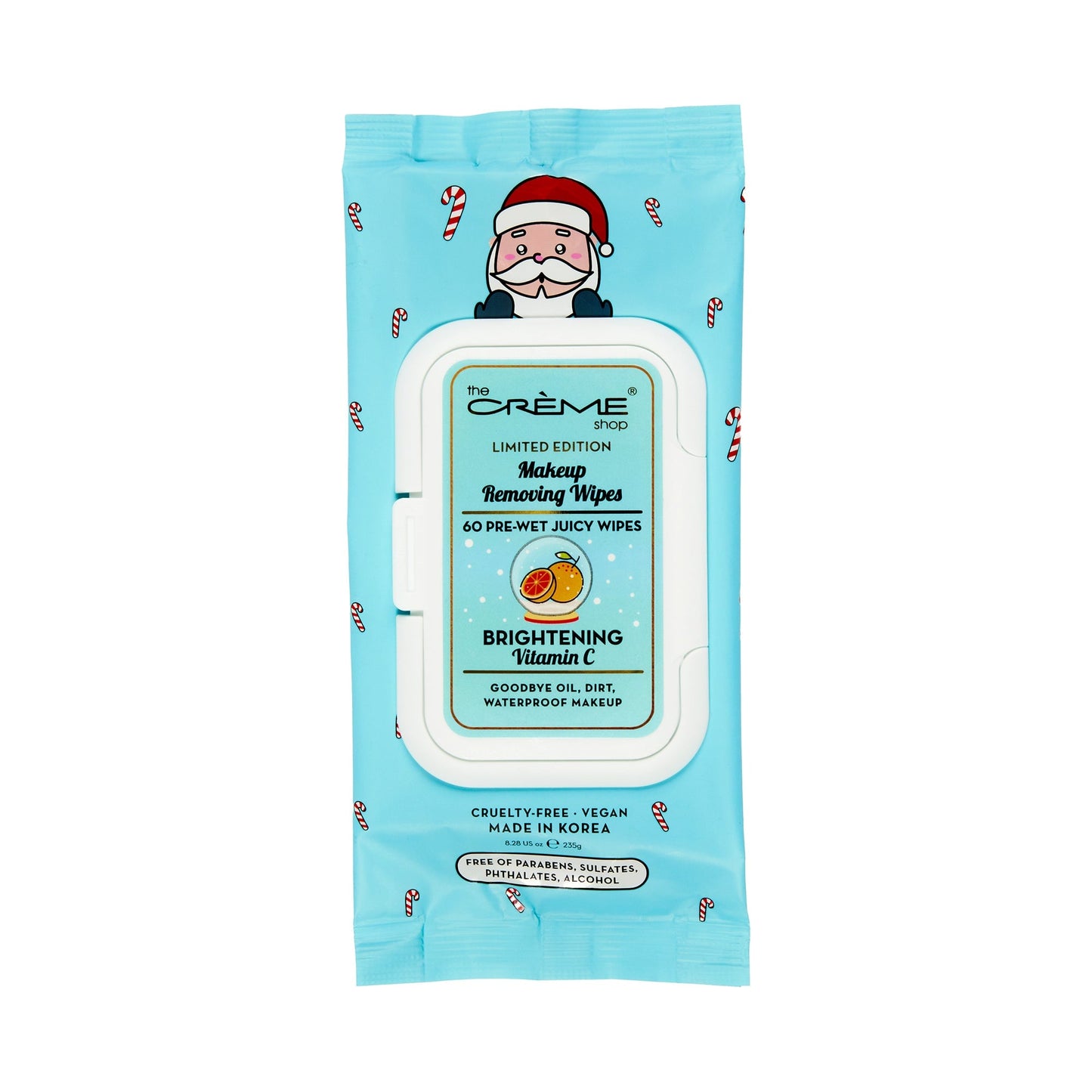 Holiday Santa Makeup Removing Wipes – Brightening Vitamin C Towelettes The Crème Shop