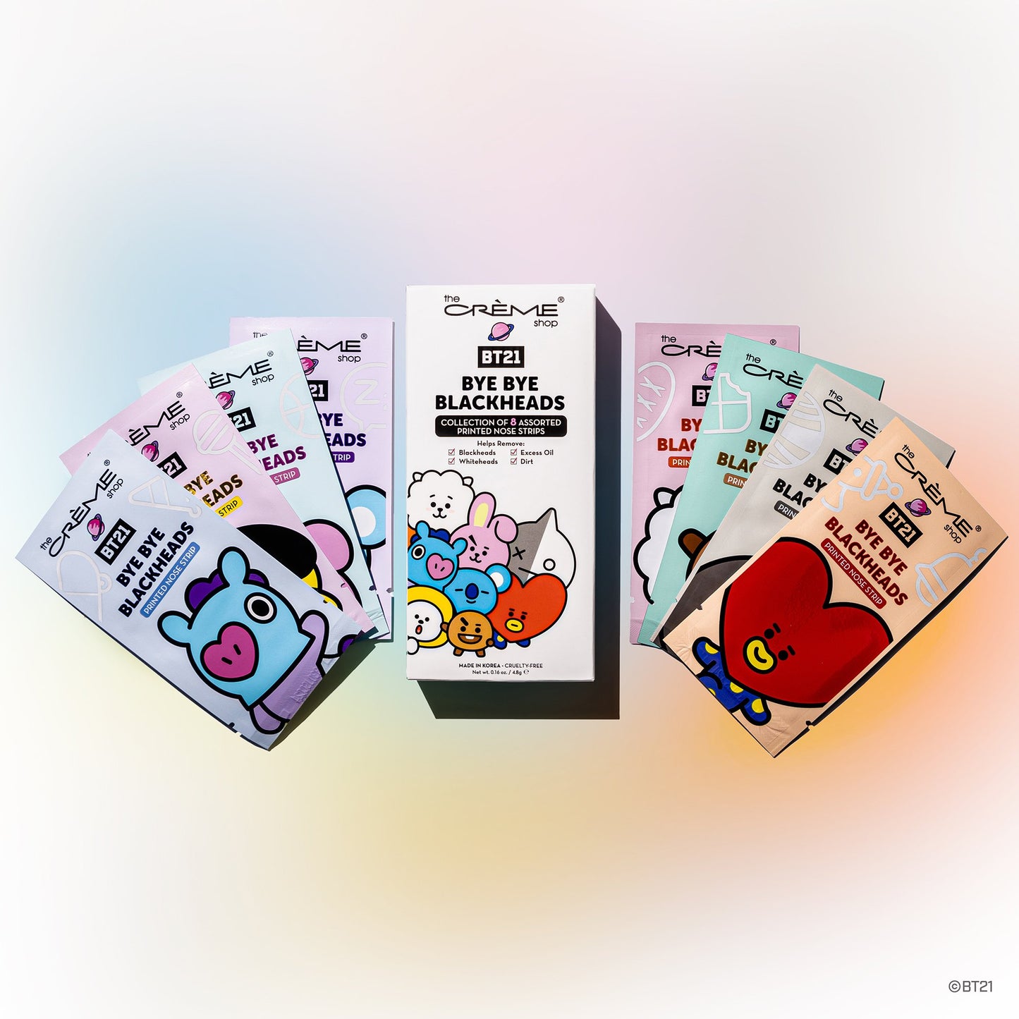 The Crème Shop | BT21: Bye Bye Blackheads - Printed Pore Strips (Set of 8) Pore Strips The Crème Shop x BT21