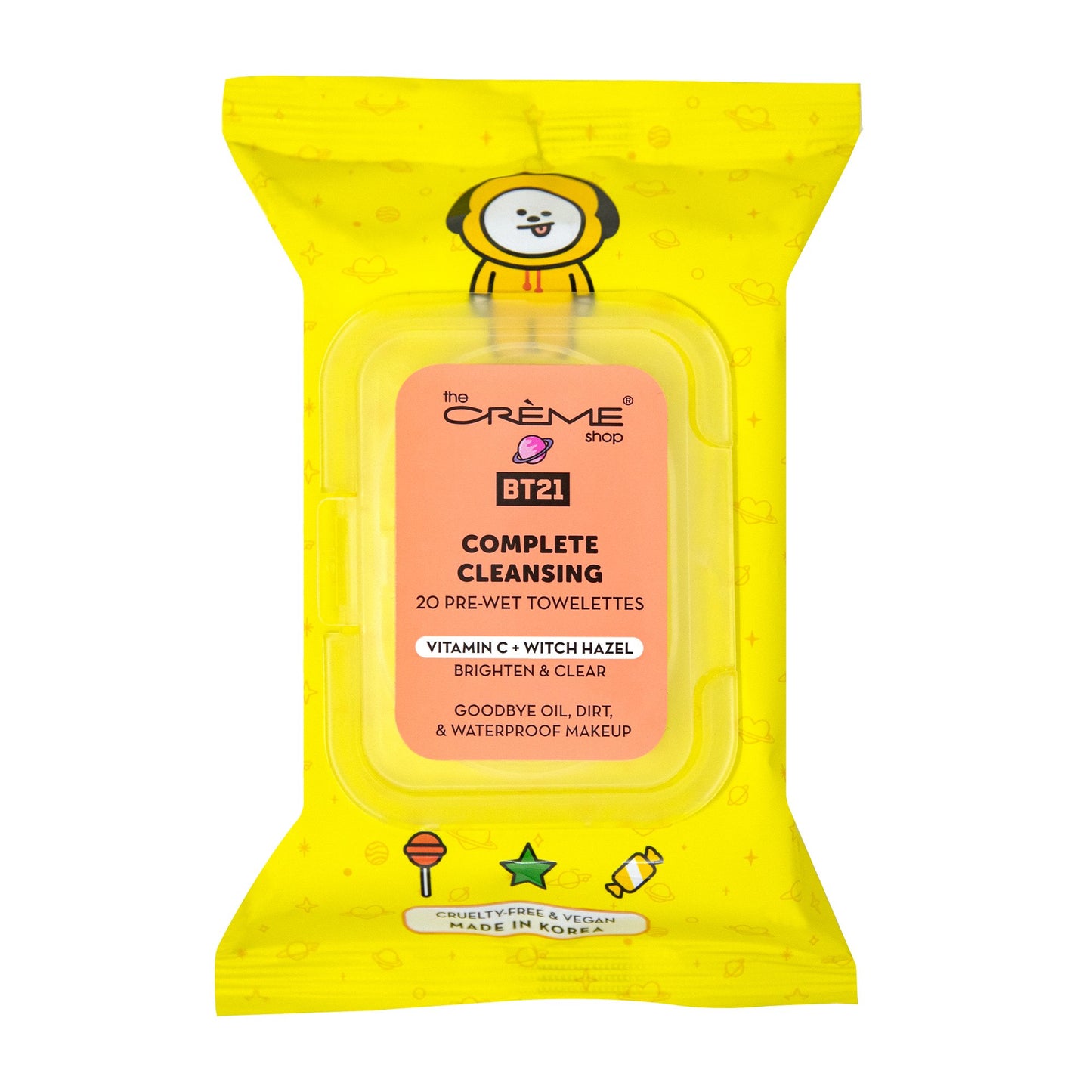 CHIMMY Complete Cleansing Towelettes - Vitamin C & Witch Hazel (20 Pre-Wet Towelettes) Towelettes The Crème Shop x BT21