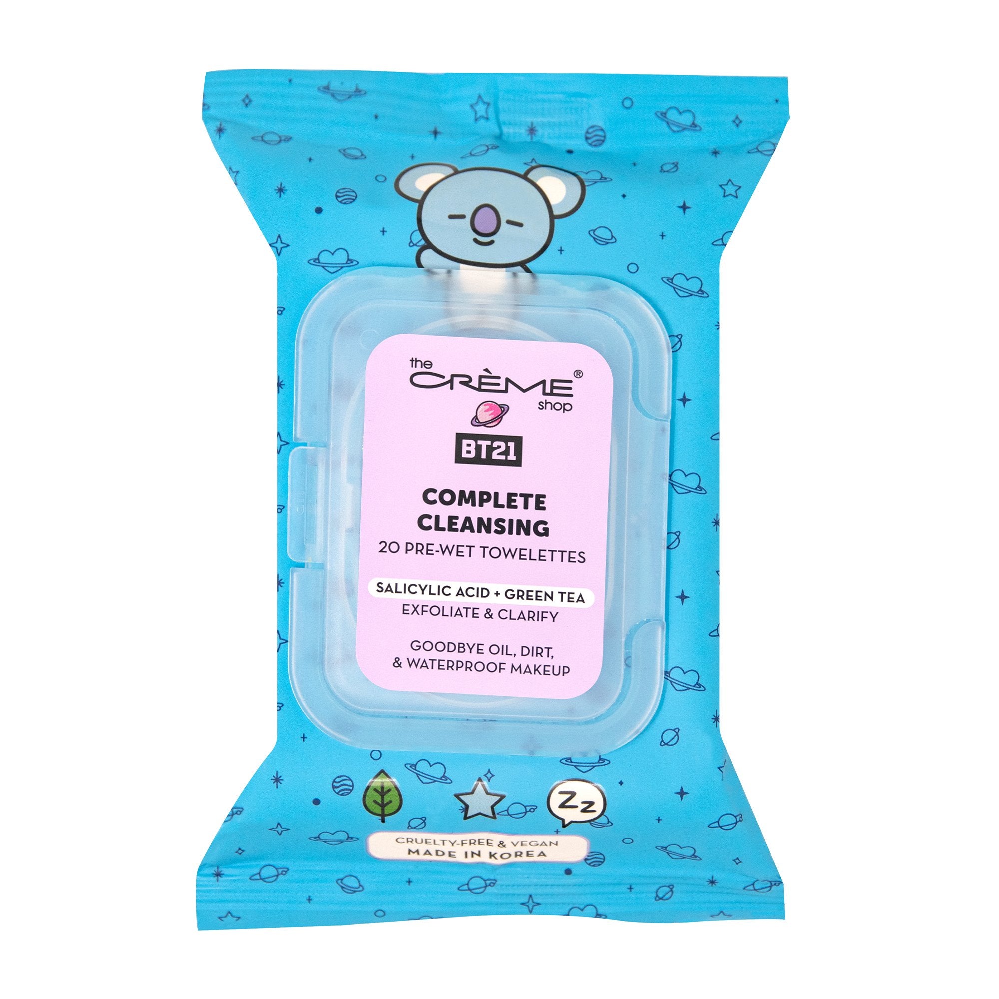 KOYA Complete Cleansing Towelettes - Salicylic Acid & Green Tea (20 Pre-Wet Towelettes) Towelettes The Crème Shop x BT21 