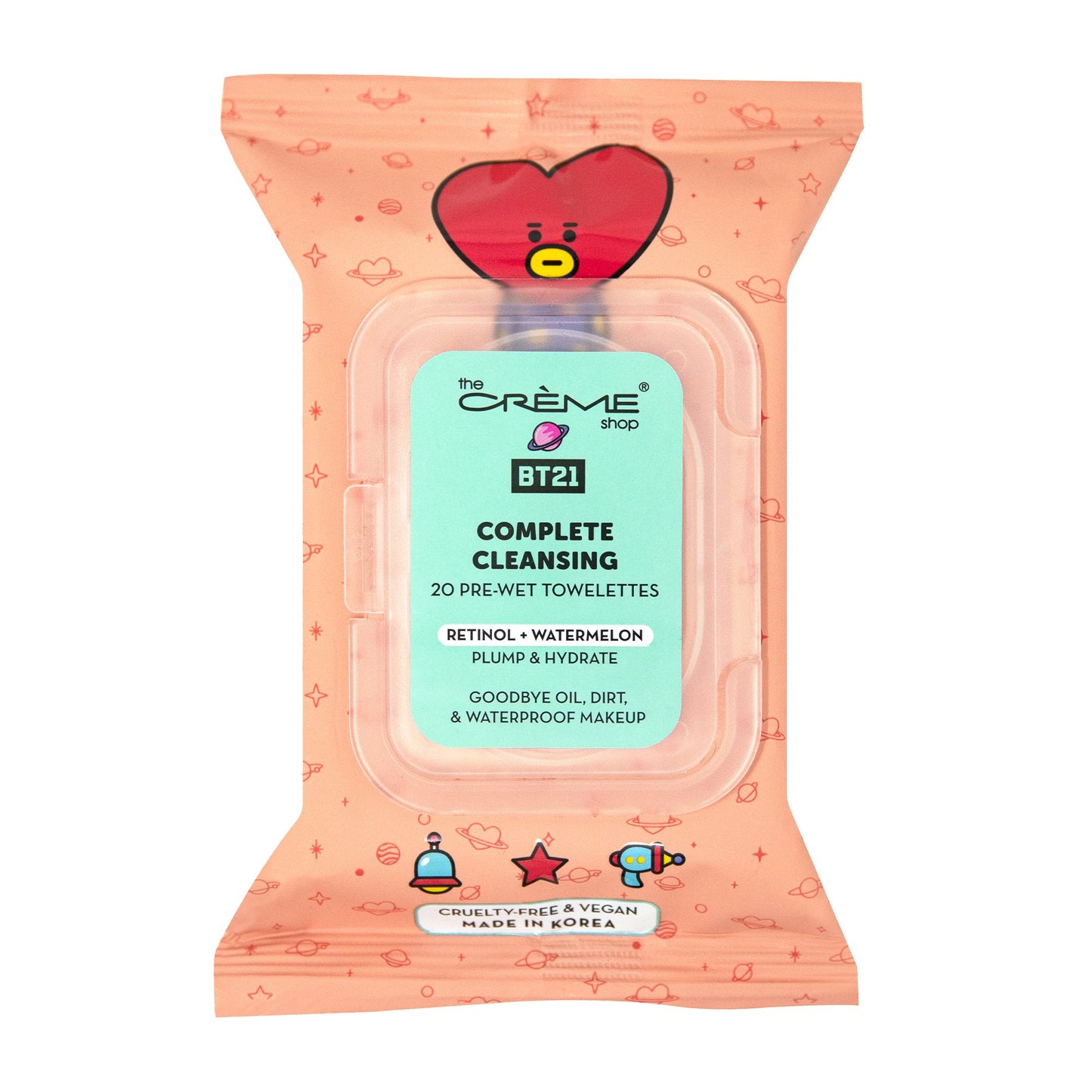 TATA Complete Cleansing Towelettes - Retinol & Watermelon (20 Pre-Wet Towelettes) Towelettes The Crème Shop x BT21