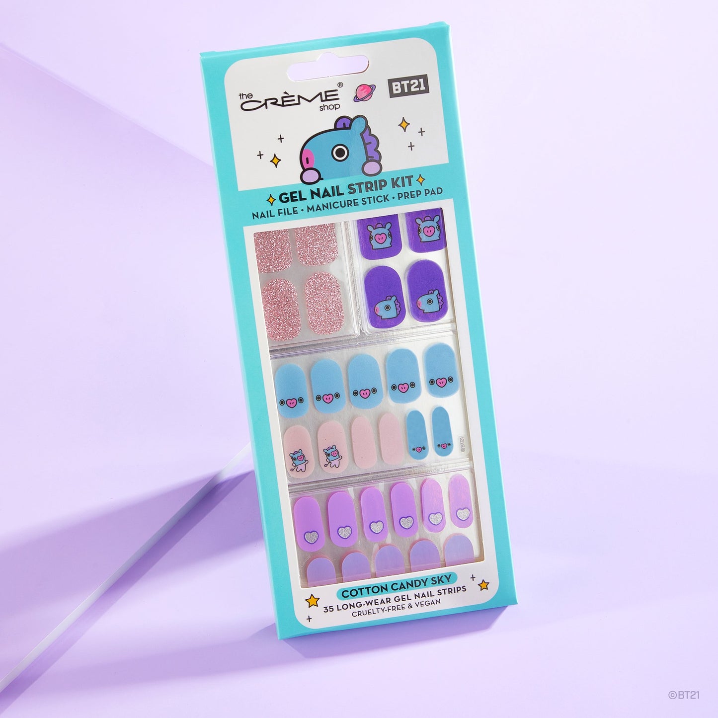 The Crème Shop | BT21: MANG Cotton Candy Sky Gel Nail Strips (Set of 35) Nail Strips The Crème Shop x BT21