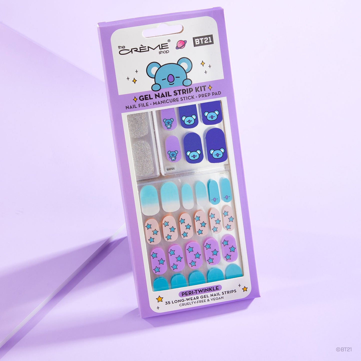 The Crème Shop | BT21: KOYA Peri-Twinkle Gel Nail Strips (Set of 35) Nail Strips The Crème Shop x BT21