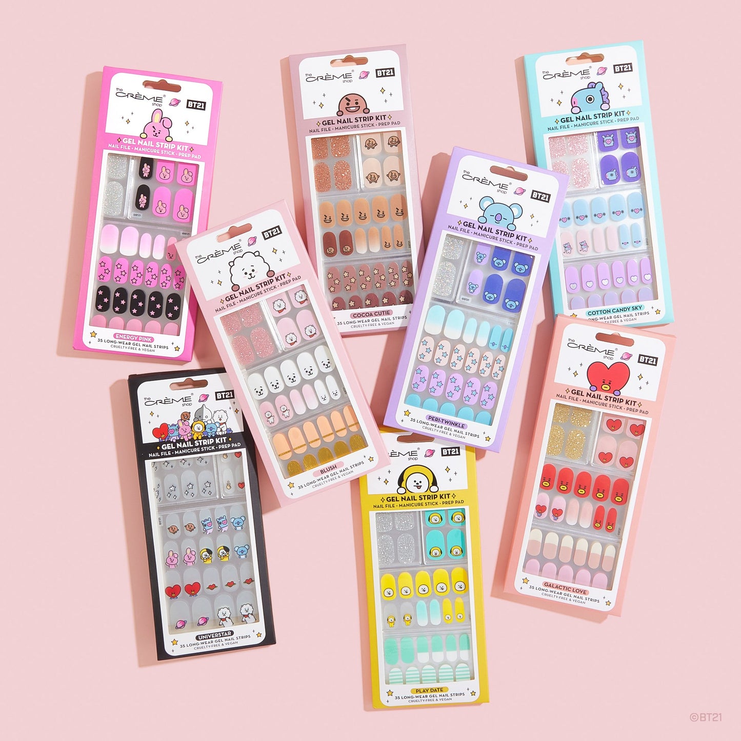The Crème Shop | BT21: Gel Nail Strips Complete Collection, Set of 8 ($80 Value) Bundles The Crème Shop x BT21