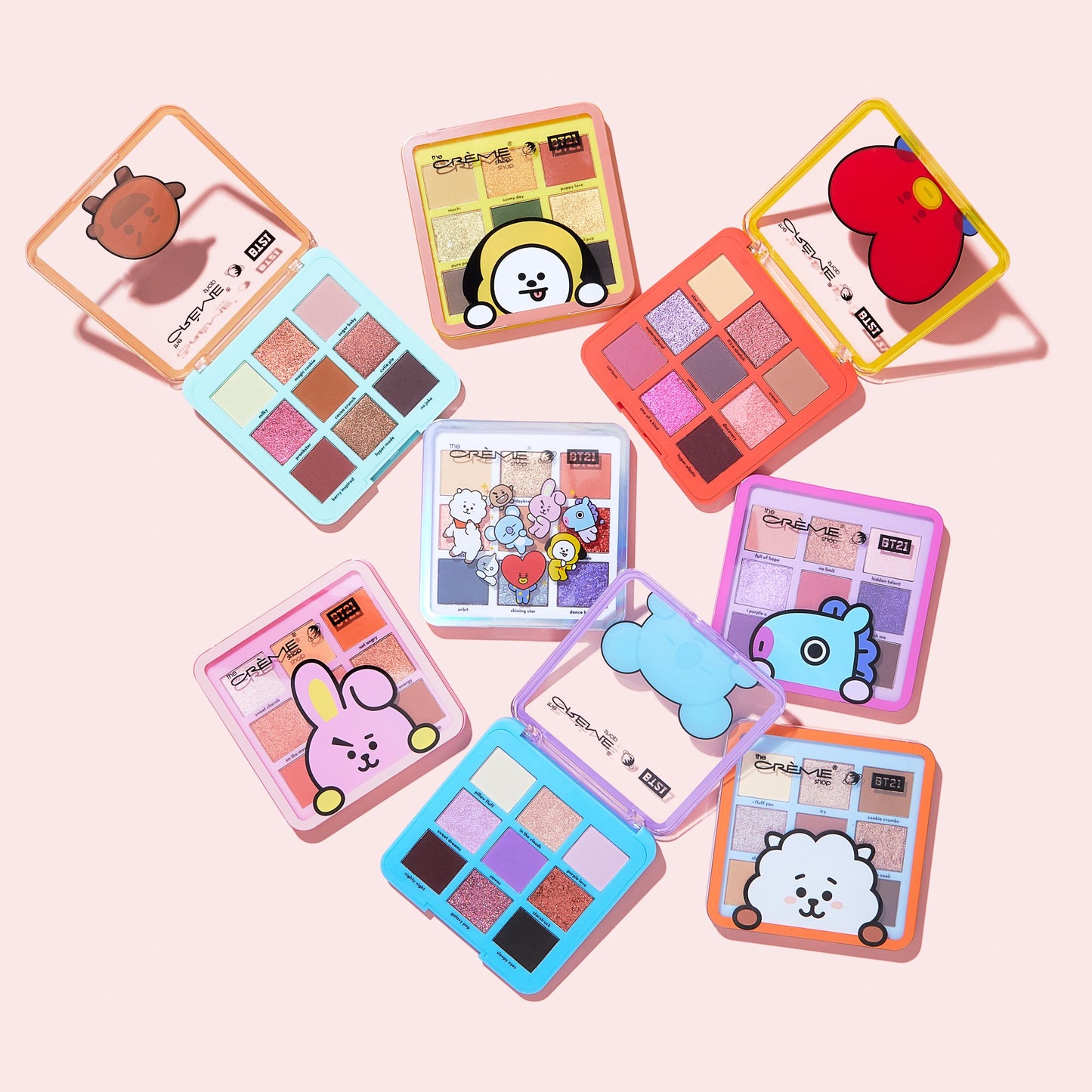 The Crème Shop | BT21: Eyeshadow Palette Complete Collection, Set of 8 ($128 Value) Bundles The Crème Shop x BT21