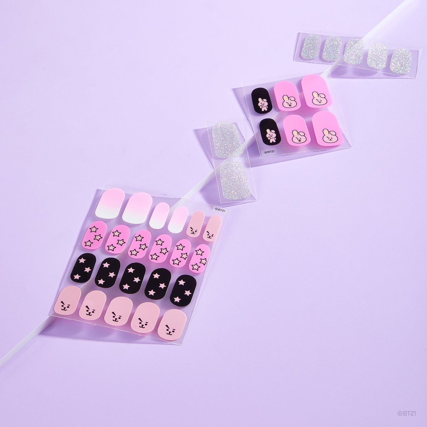 The Crème Shop | BT21: COOKY Energy Pink Gel Nail Strips (Set of 35) Nail Strips The Crème Shop x BT21
