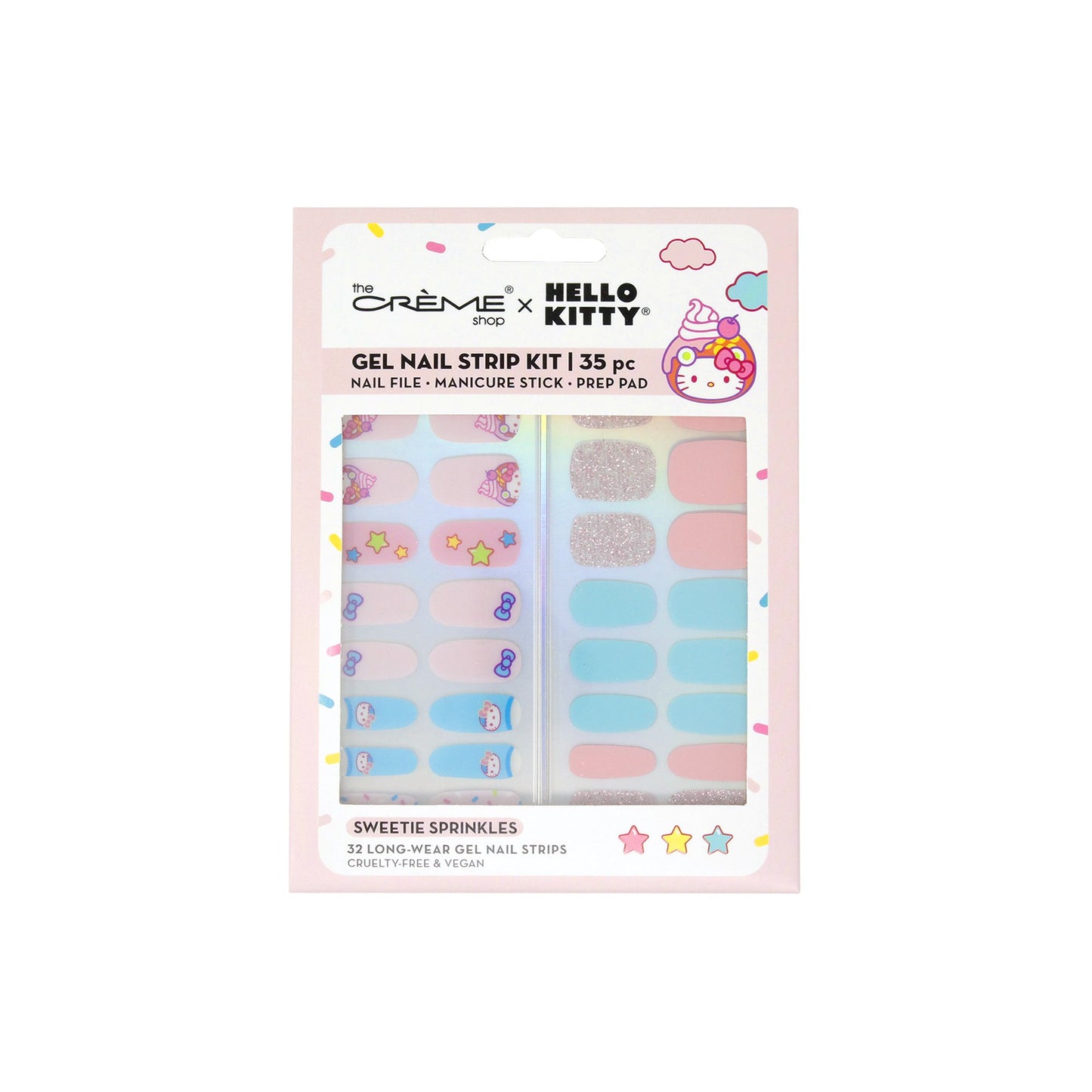 Hello Kitty Gel Nail Strips Kit - "Sweetie Sprinkles" Nail Strips The Crème Shop x Sanrio