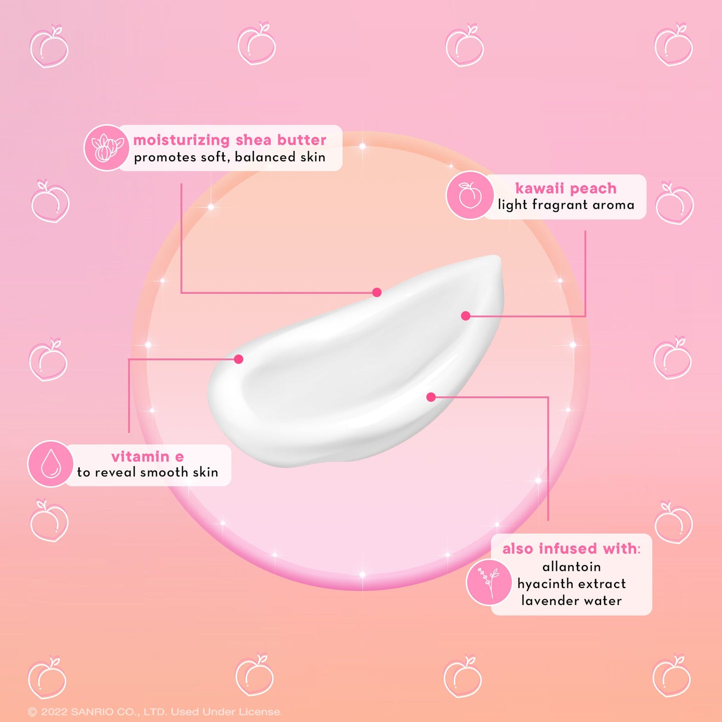 Hello Kitty Moisturizing Hand Crème - Kawaii Peach Hand Creams The Crème Shop x Sanrio