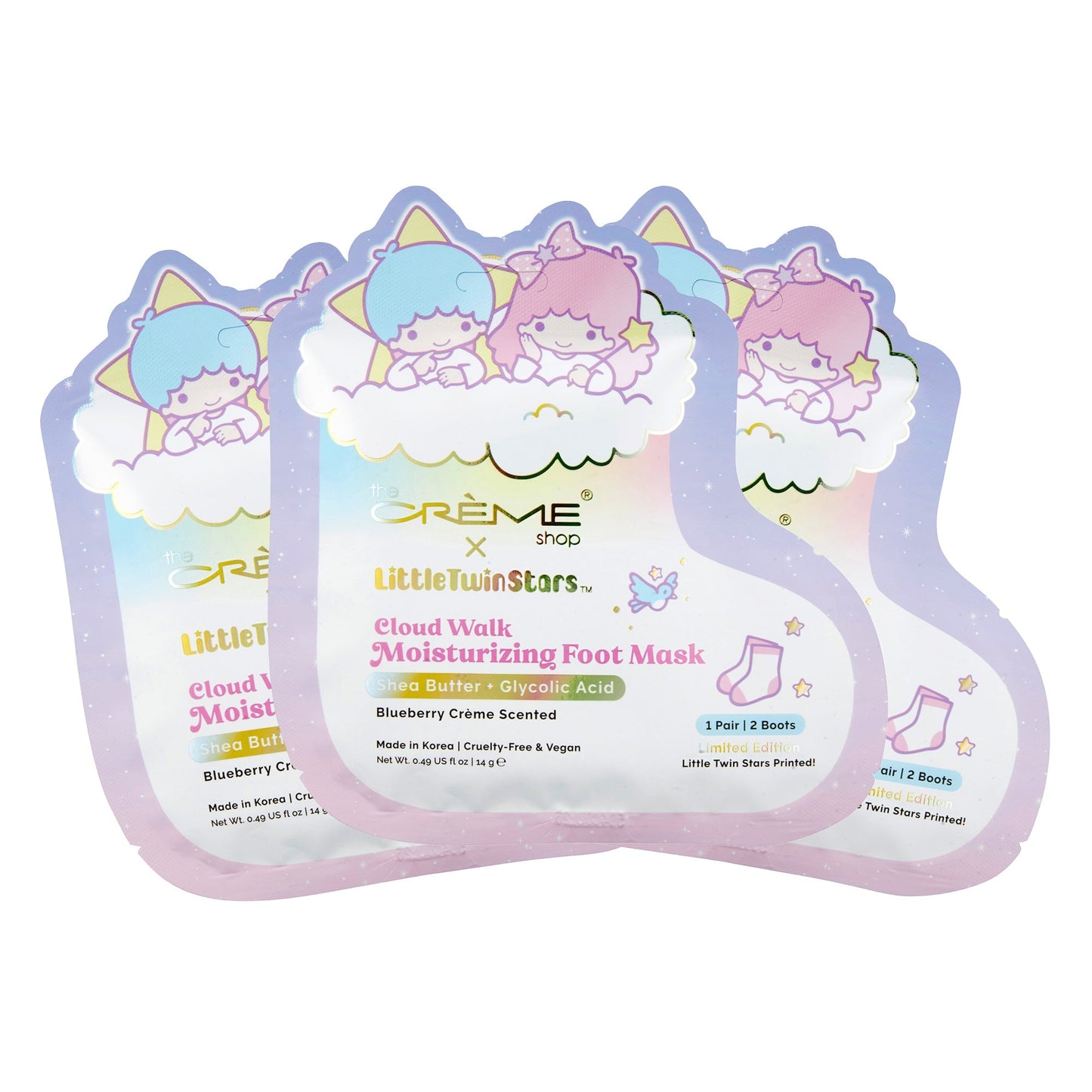 Little Twin Stars Cloud Walk Moisturizing Foot Masks - Set of 3 Skin The Crème Shop x Sanrio