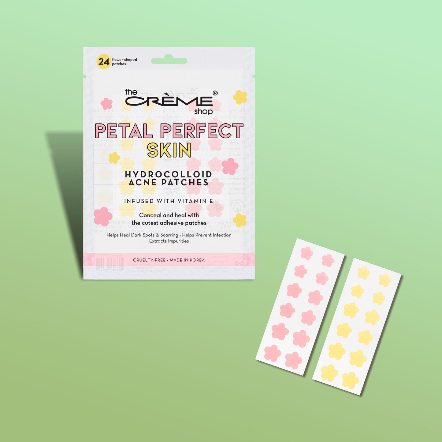 Petal Perfect Skin - Hydrocolloid Acne Patches | Pink & Yellow Hydrocolloid Acne Patches The Crème Shop 6 Pack (Save $4.00)