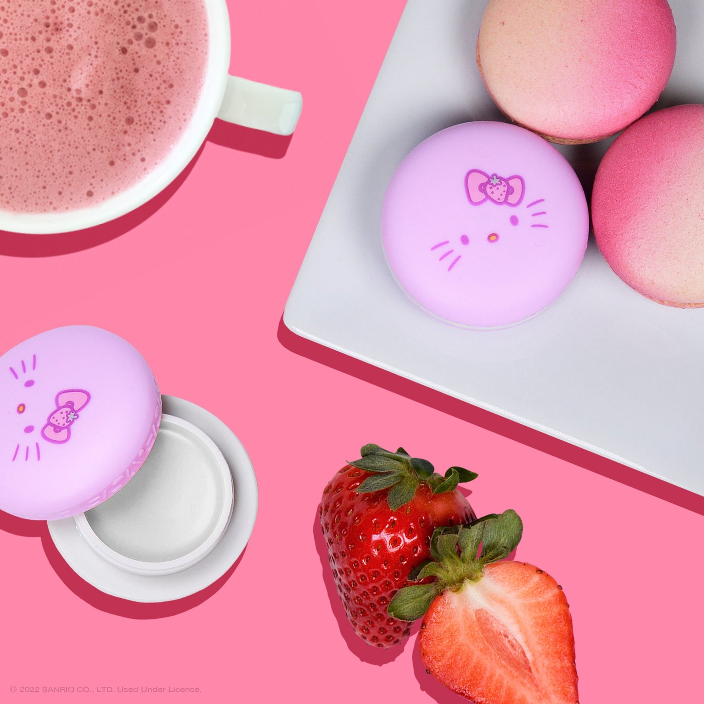 The Crème Shop x Hello Kitty Macaron Lip Balm - Strawberry Rose Latte Lip Balms The Crème Shop x Sanrio