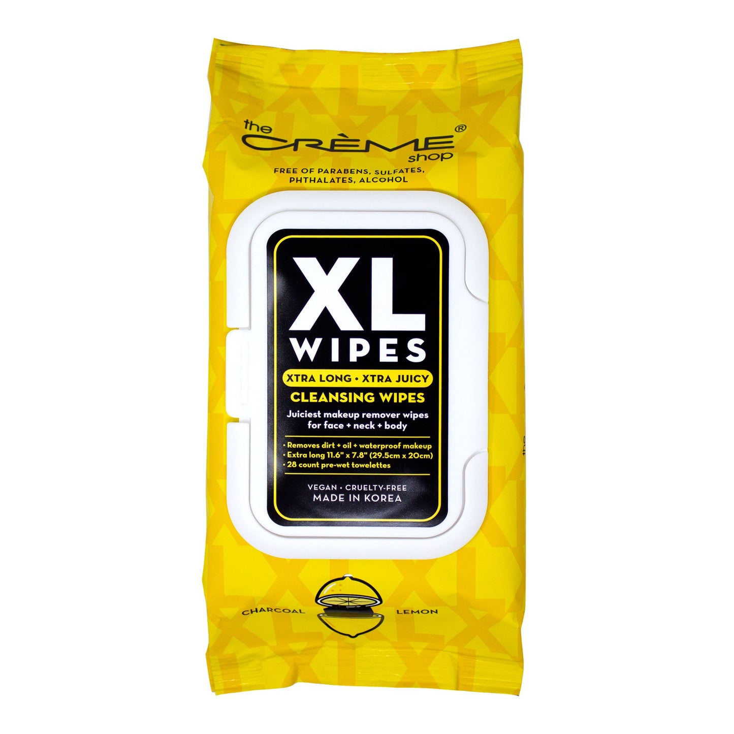 XL Makeup Removing Cleansing Wipes - Charcoal & Lemon Towelettes The Crème Shop