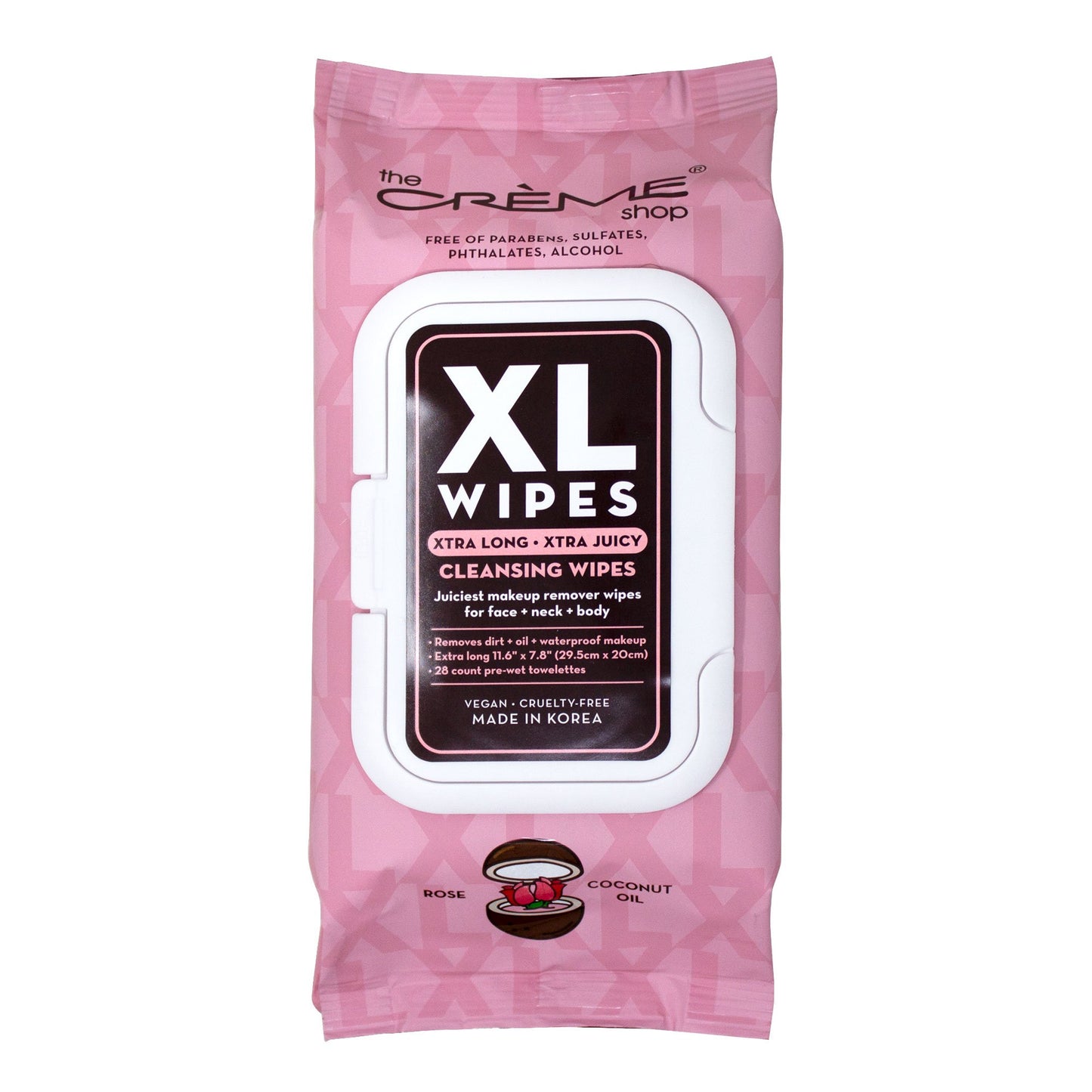 XL Makeup Removing Cleansing Wipes - Rose & Coconut Towelettes The Crème Shop