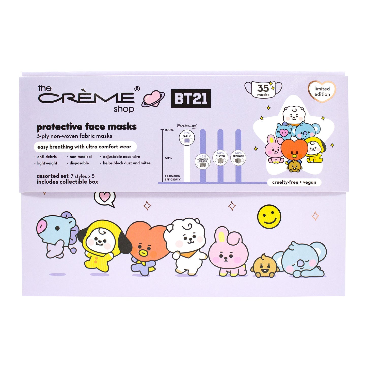 BT21 Baby Protective Face Mask Set + Collectible Box Bundles The Crème Shop x BT21 BABY