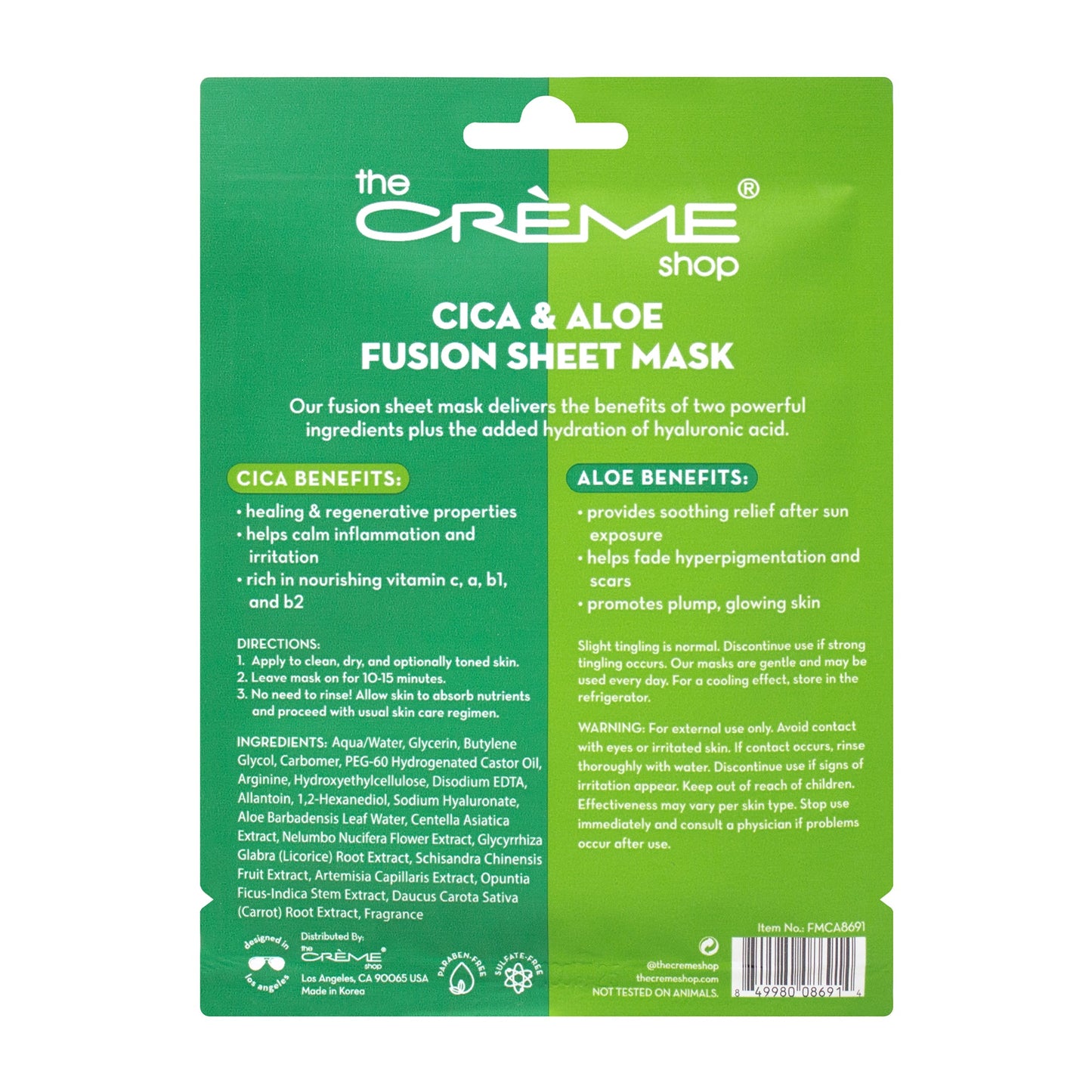Cica & Aloe Vera Fusion Sheet Mask Fusion Sheet Masks The Crème Shop