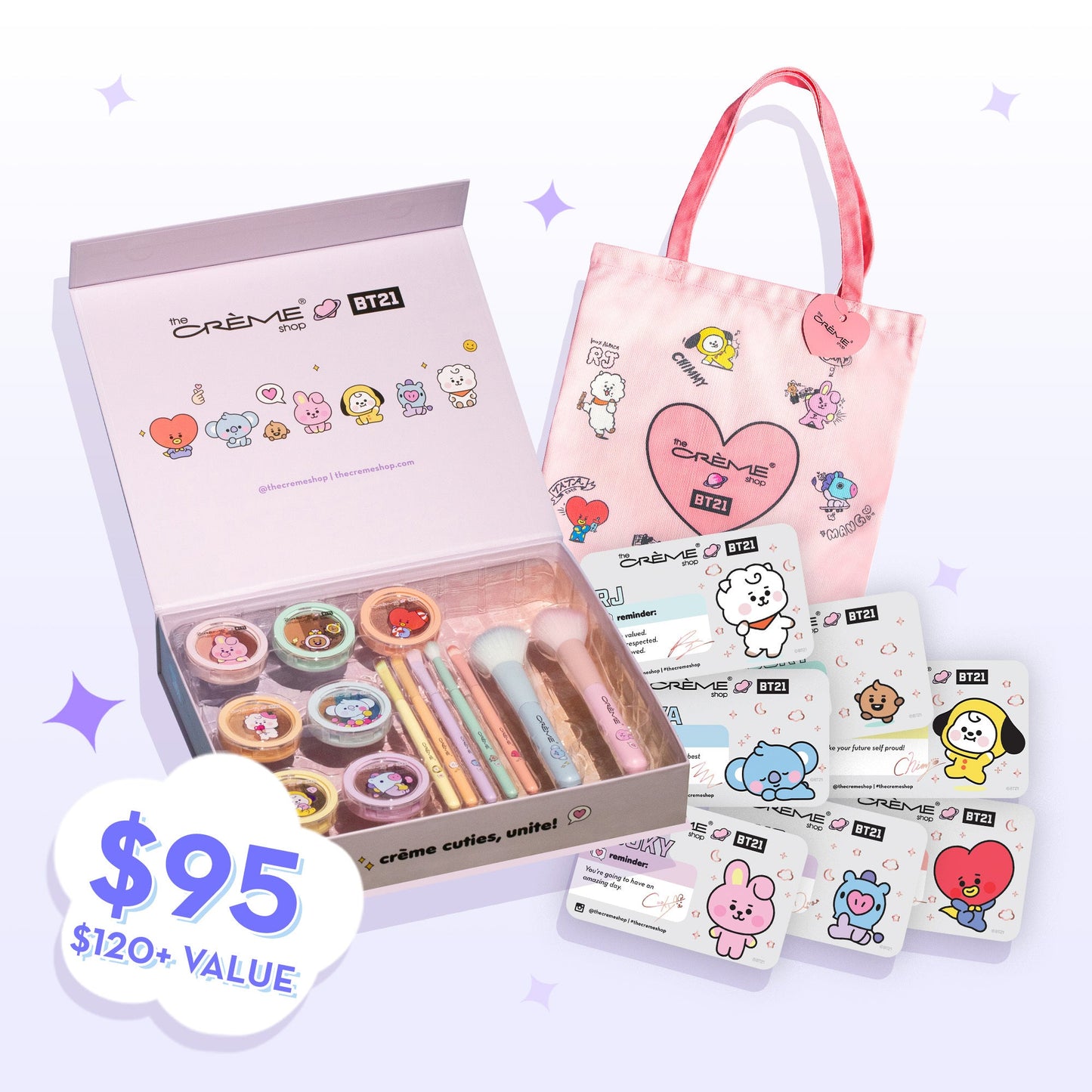 BT21 BABY Universe Collection Box + Gift Set Bundles The Crème Shop x BT21 BABY Pink Tote