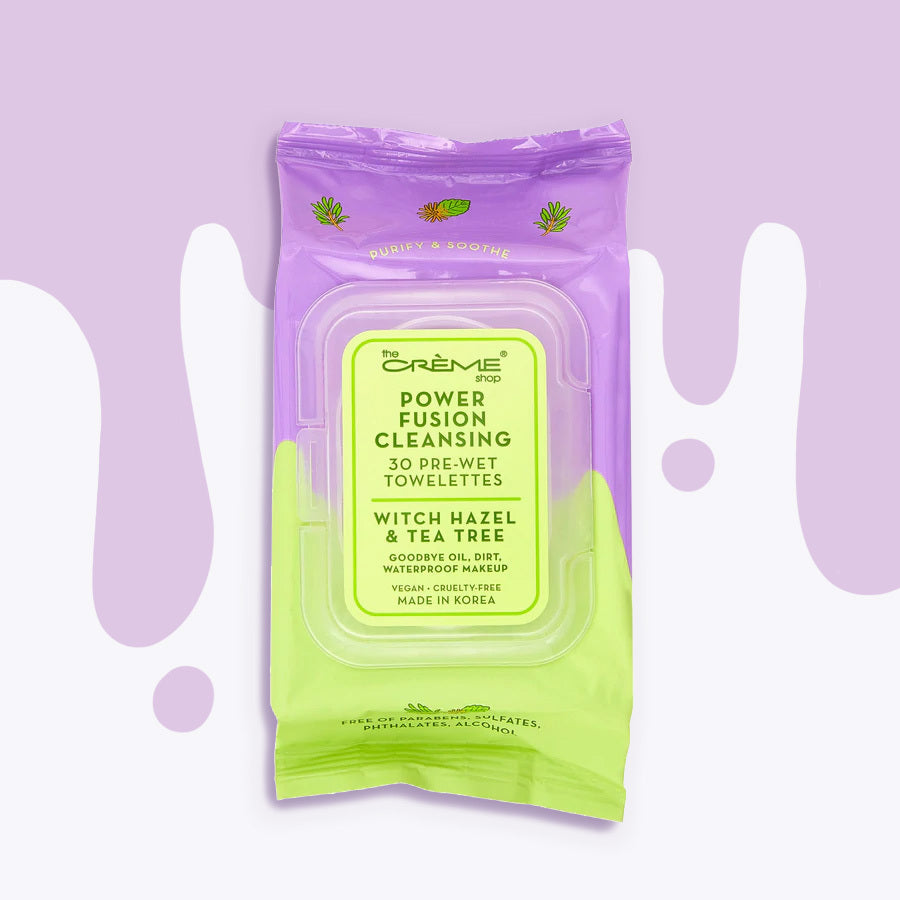 Power Fusion Cleansing 30 Pre-Wet Towelettes - Witch Hazel & Tea Tree Towelettes The Crème Shop