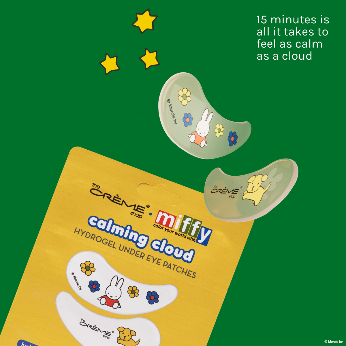 Miffy Calming Cloud Under Eye Patches — pouch with printed Miffy and flower hydrogel patches