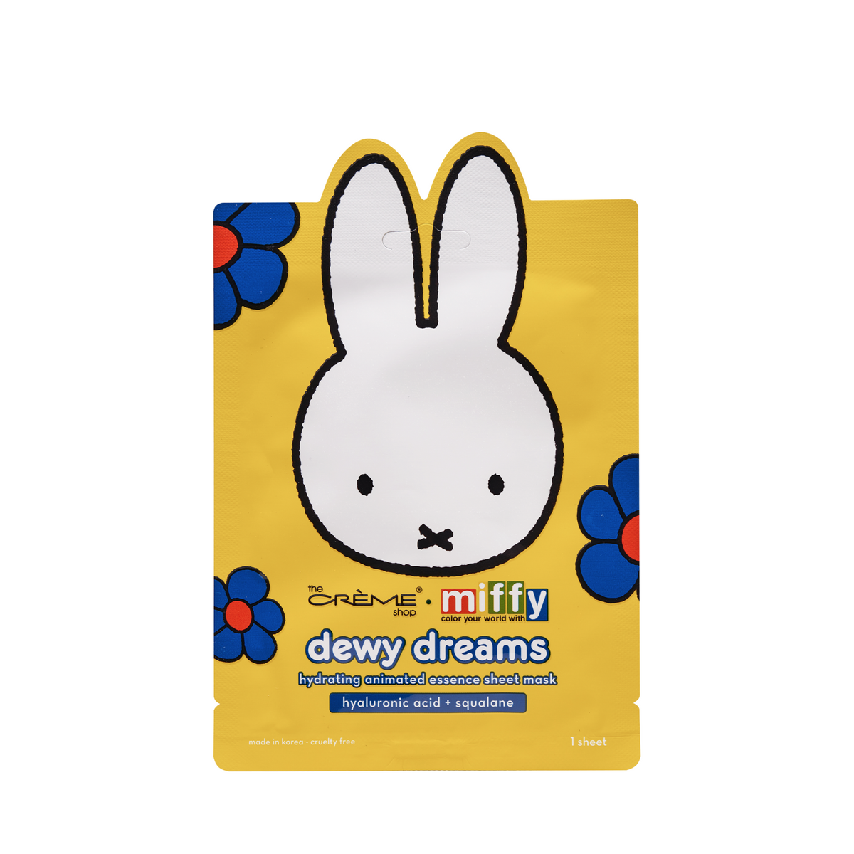 Miffy Dewy Dreams Animated Sheet Mask — yellow Miffy Dewy Dreams printed sheet mask pouch