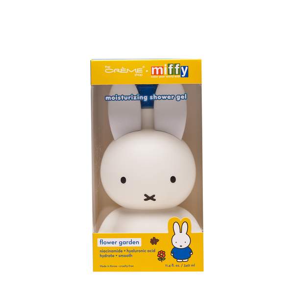 Miffy Flower Garden Shower Gel — Miffy rabbit-shaped shower gel bottle with blue pump in its box