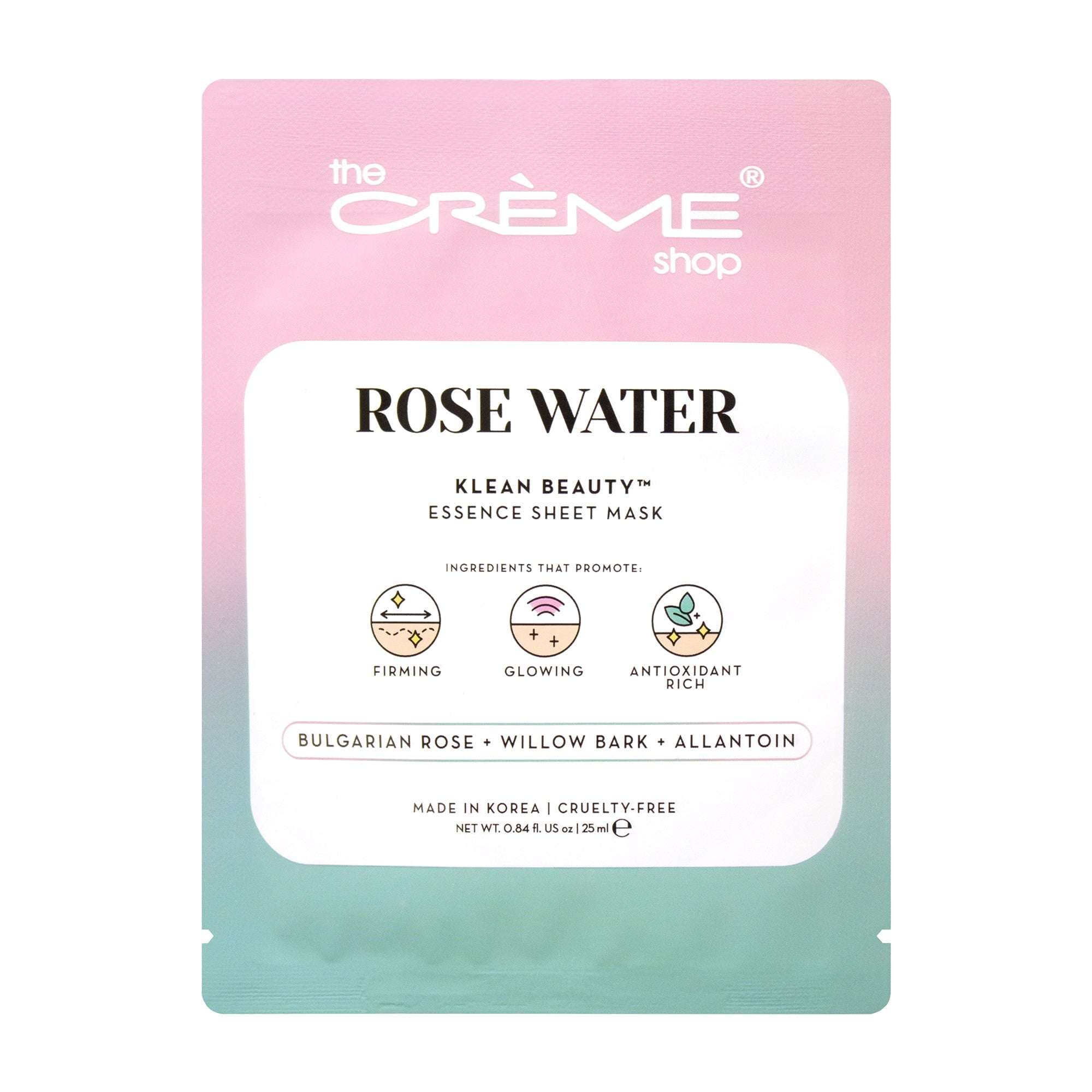 ROSE WATER Klean Beauty™️ Essence Sheet Mask Sheet masks The Crème Shop 
