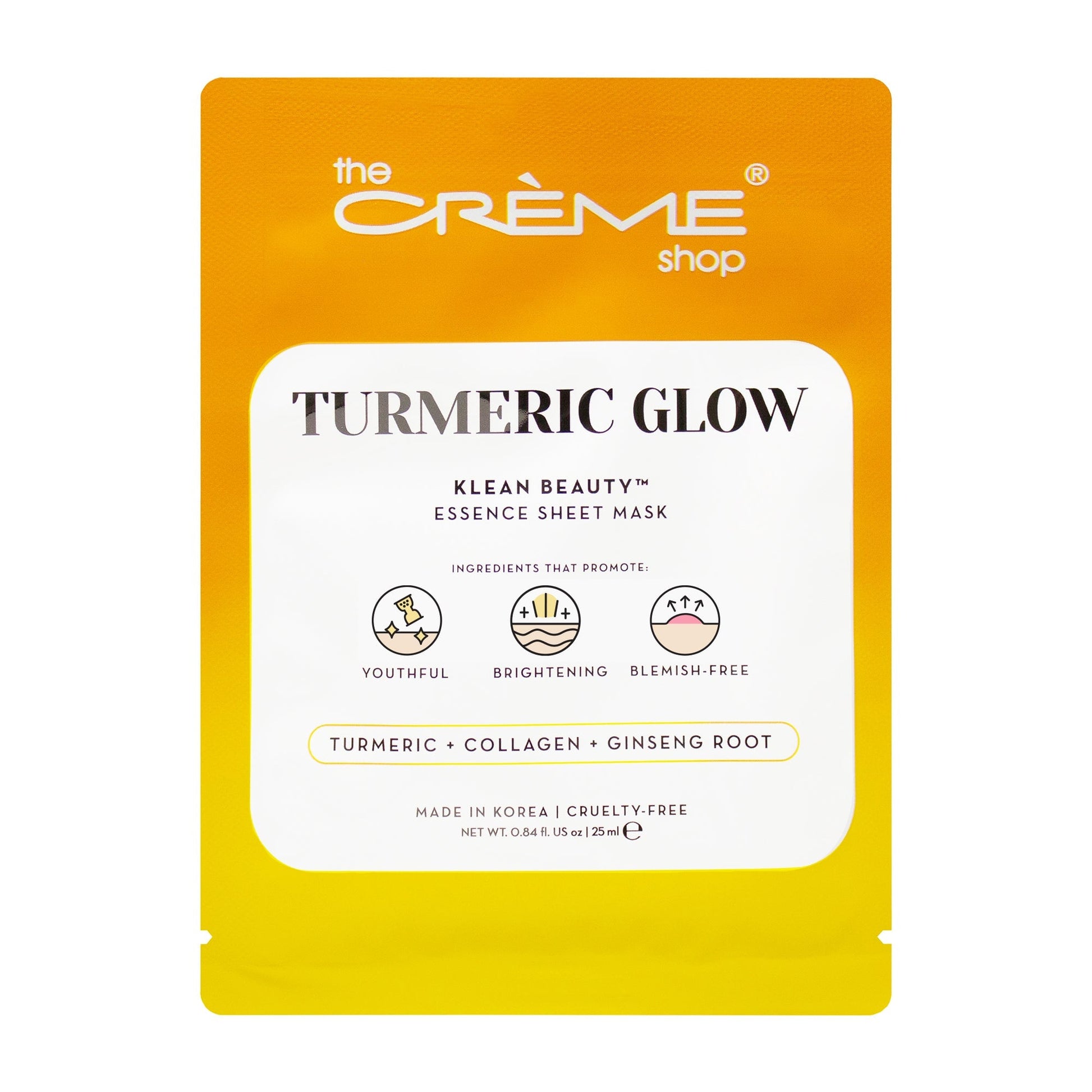 TURMERIC GLOW Klean Beauty™️ Essence Sheet Mask Sheet masks The Crème Shop 