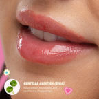 Soft Squeeze Lip Conditioner — Grapefruit — lip finish close-up with centella ingredient information