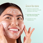 Hello Kitty & Friends Centella Calming Foaming Cleanser — model lathering cleanser with massage and rinse directions