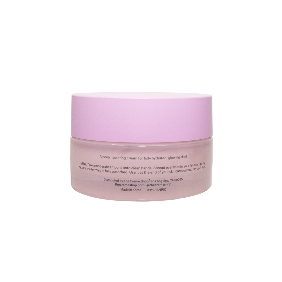 Hello Kitty & Friends Peach Glow Cloud Cream — back of the jar with product information