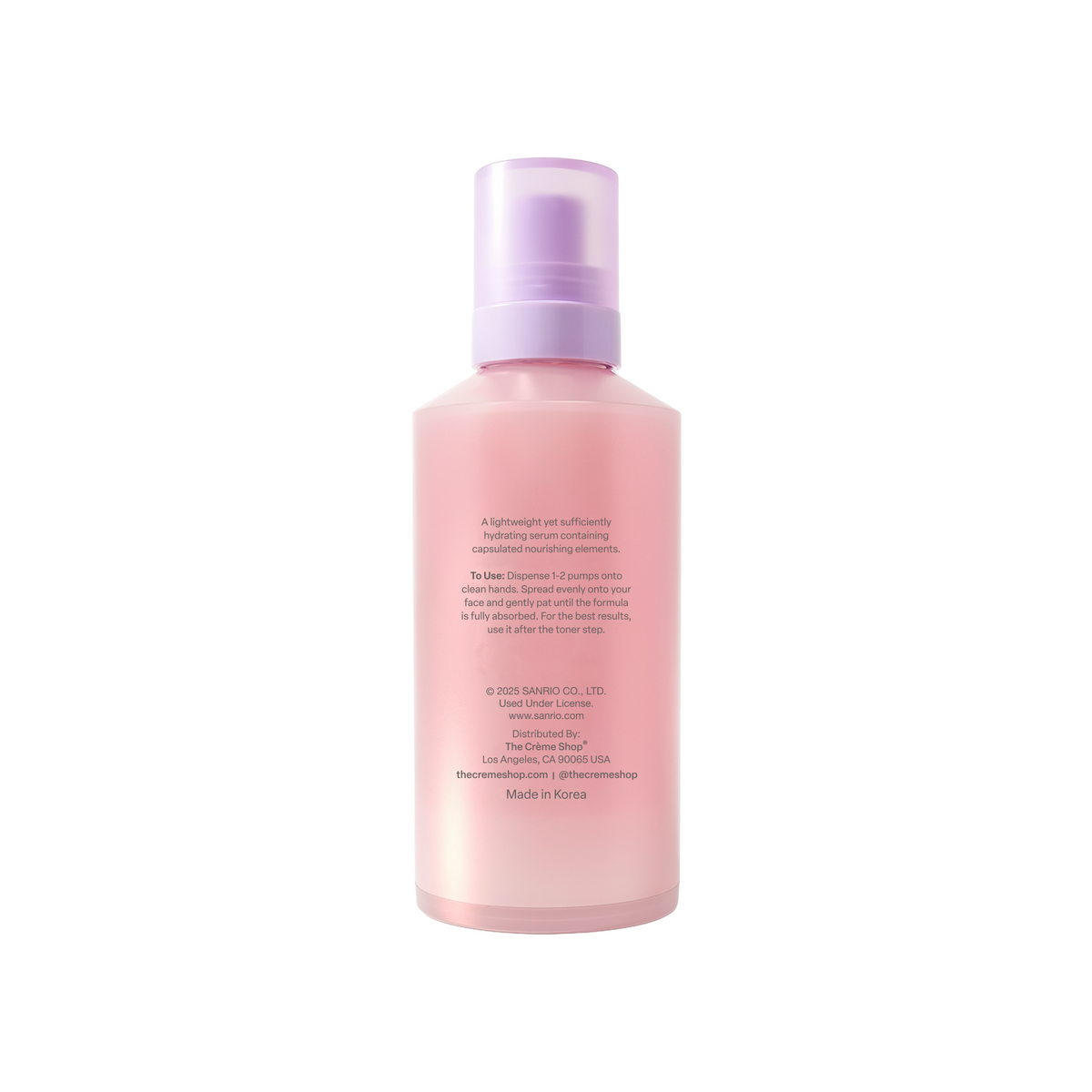 Hello Kitty & Friends Peach Glow Capsule Serum — back of the bottle with product information