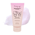 Hello Kitty & Friends Peach Glow Hyaluronic Foaming Cleanser — pink cleanser tube with a foamy texture swatch