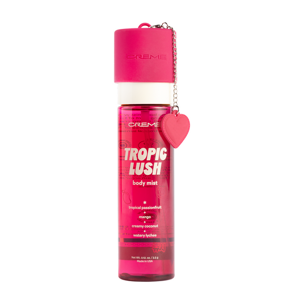 Tropic Lush Body Mist — pink body mist bottle with cap and heart charm
