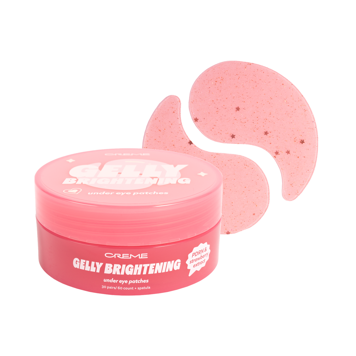 Gelly Brightening Under Eye Patches — pink jar with curved under-eye gel patches