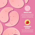Gelly Brightening Under Eye Patches — pink patches with Korean PDRN and strawberry extract information