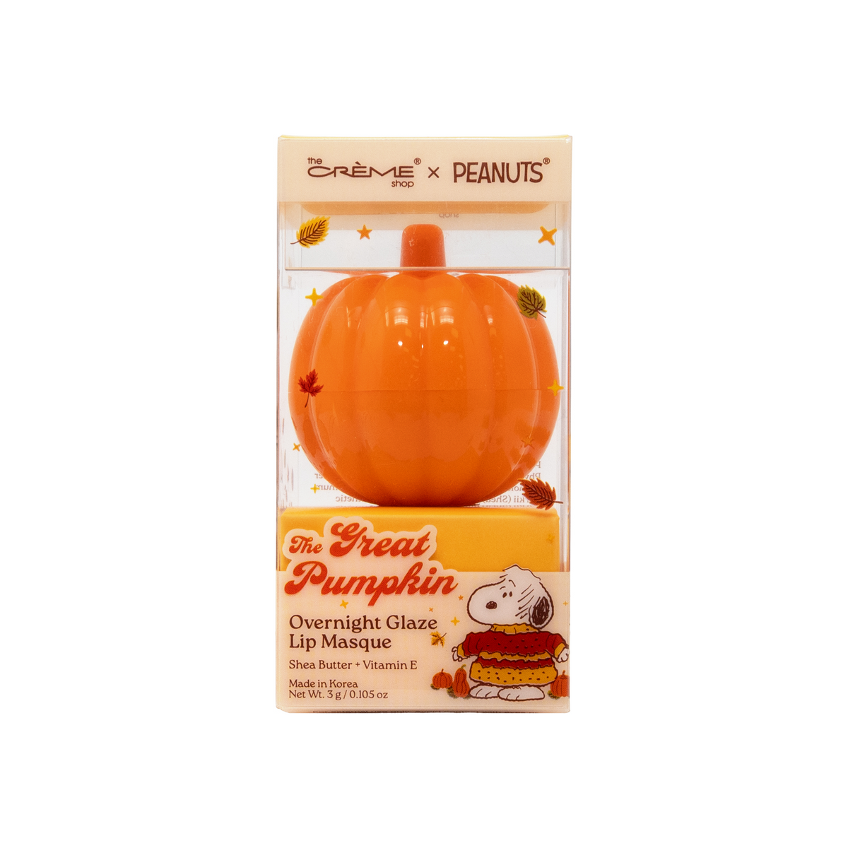 Peanuts Great Pumpkin Overnight Lip Masque — front of the Peanuts Great Pumpkin box