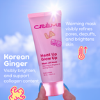 Heat Up, Glow Up Wash Off Mask — tube against a blue sky with Korean ginger information