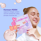 PDRN Ultra-Thin Hydrogel Mask — model holding the pouch with Korean PDRN information