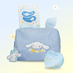 Cinnamoroll Dream Daisy Makeup Bag — bag displayed with matching Cinnamoroll beauty accessories