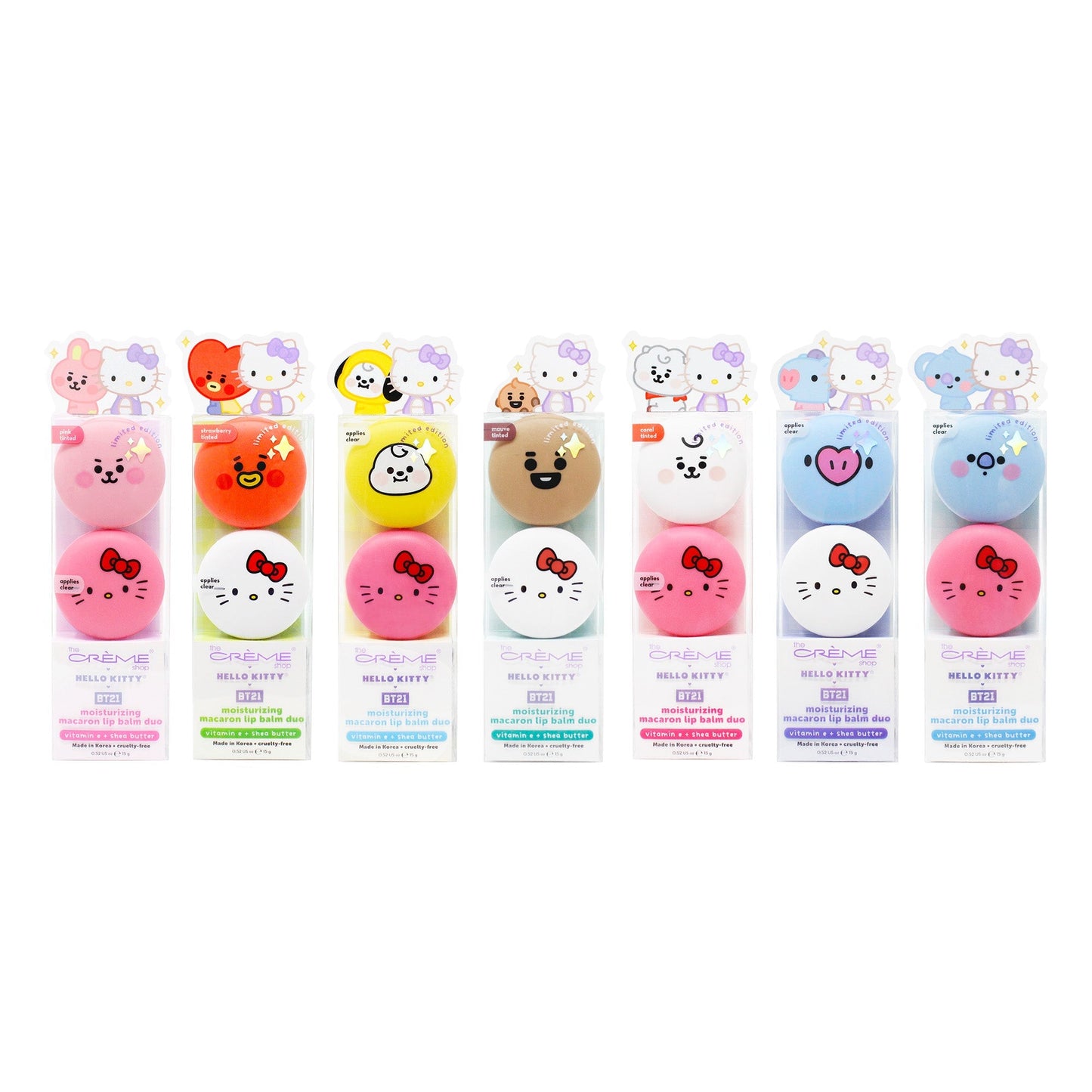 The Crème Shop: Hello Kitty & BT21 Essential Collection - Macaron Lip Balm Set