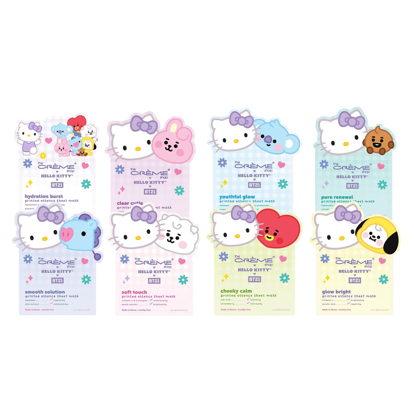 The Crème Shop: Hello Kitty & BT21 Essential Collection Korean Sheet Masks Bundle