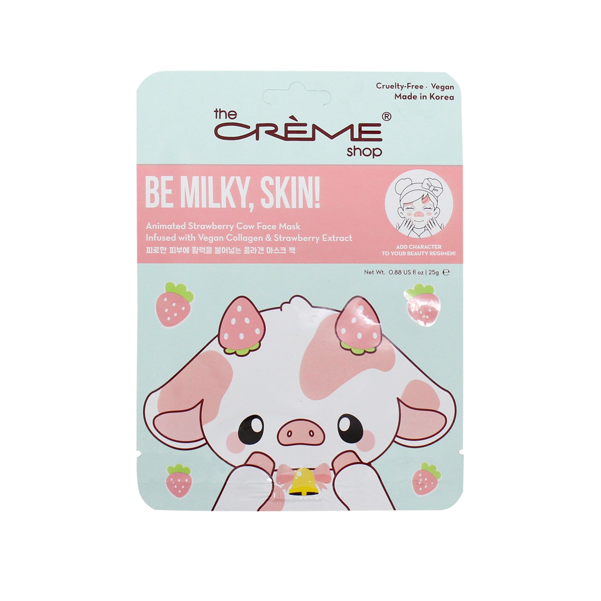 Be Milky, Skin! Animated Strawberry Cow Face Mask Animated Sheet Masks The Crème Shop 