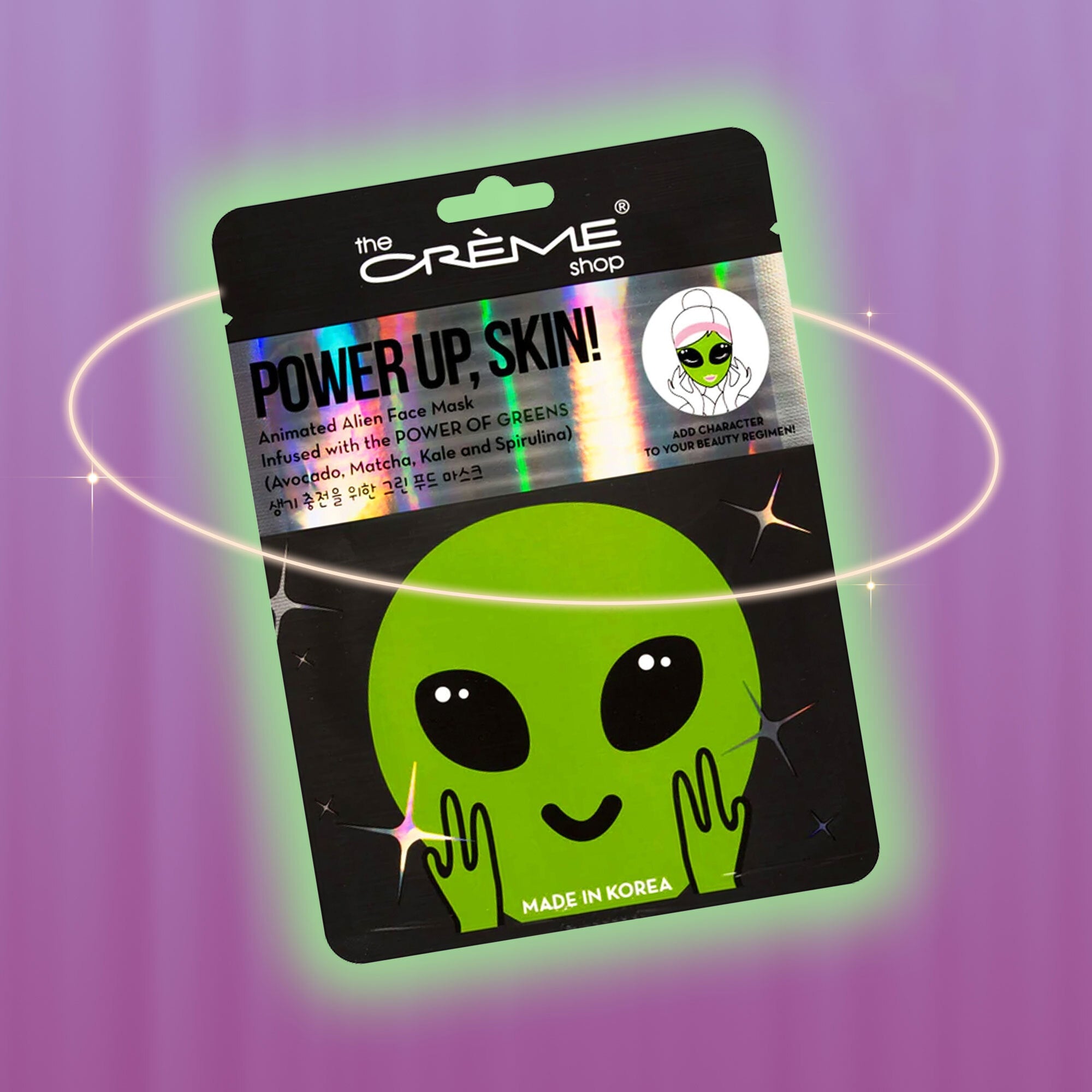 Power Up, Skin! Animated Alien Face Mask - Power of Greens Animated Sheet Masks The Crème Shop 