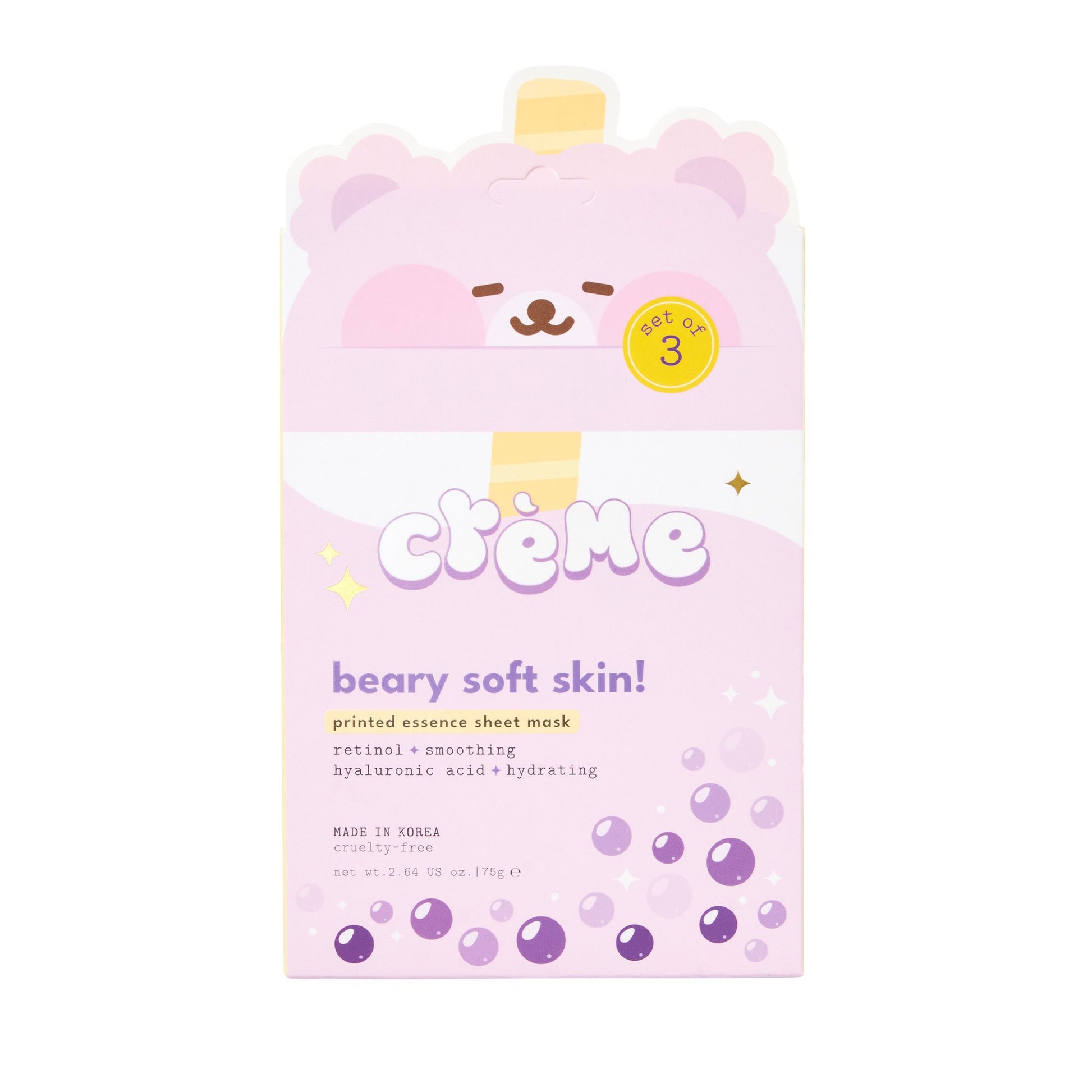 Boba Bears Beary Soft Skin! Sheet Mask (Smoothing + Hydrating) Sheet Mask The Crème Shop 